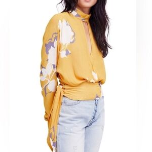 Free People Yellow Floral Women's Top